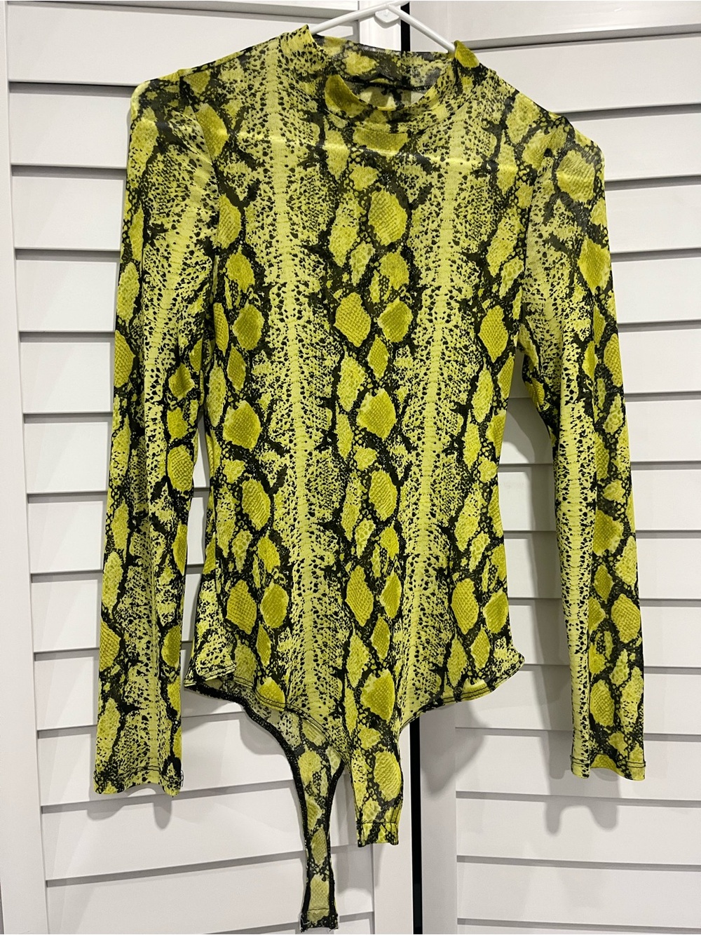 Haute Monde Yellow and Black Snake Print Bodysuit